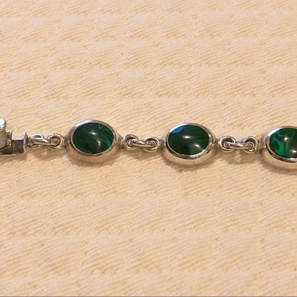 TAXCO Malachite Sterling Silver Linked Bracelet - Picture 7 of 10